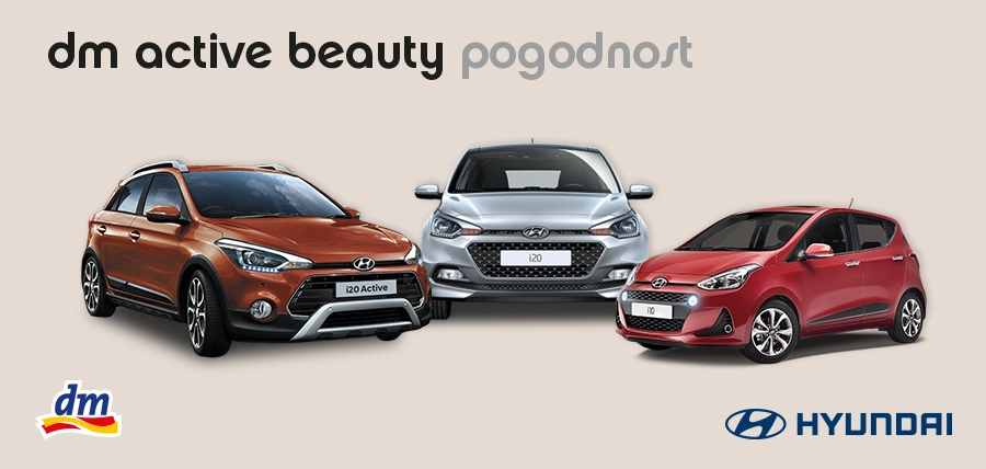 Od 1.9. do 30.9.2017. za 50 active beauty bodova iz dm-ovog Svijeta prednosti otisnite kupon i iskoristite ga u ovlaštenom Hyundai prodajnom centru pri kupnji vašeg novog Hyundai vozila.